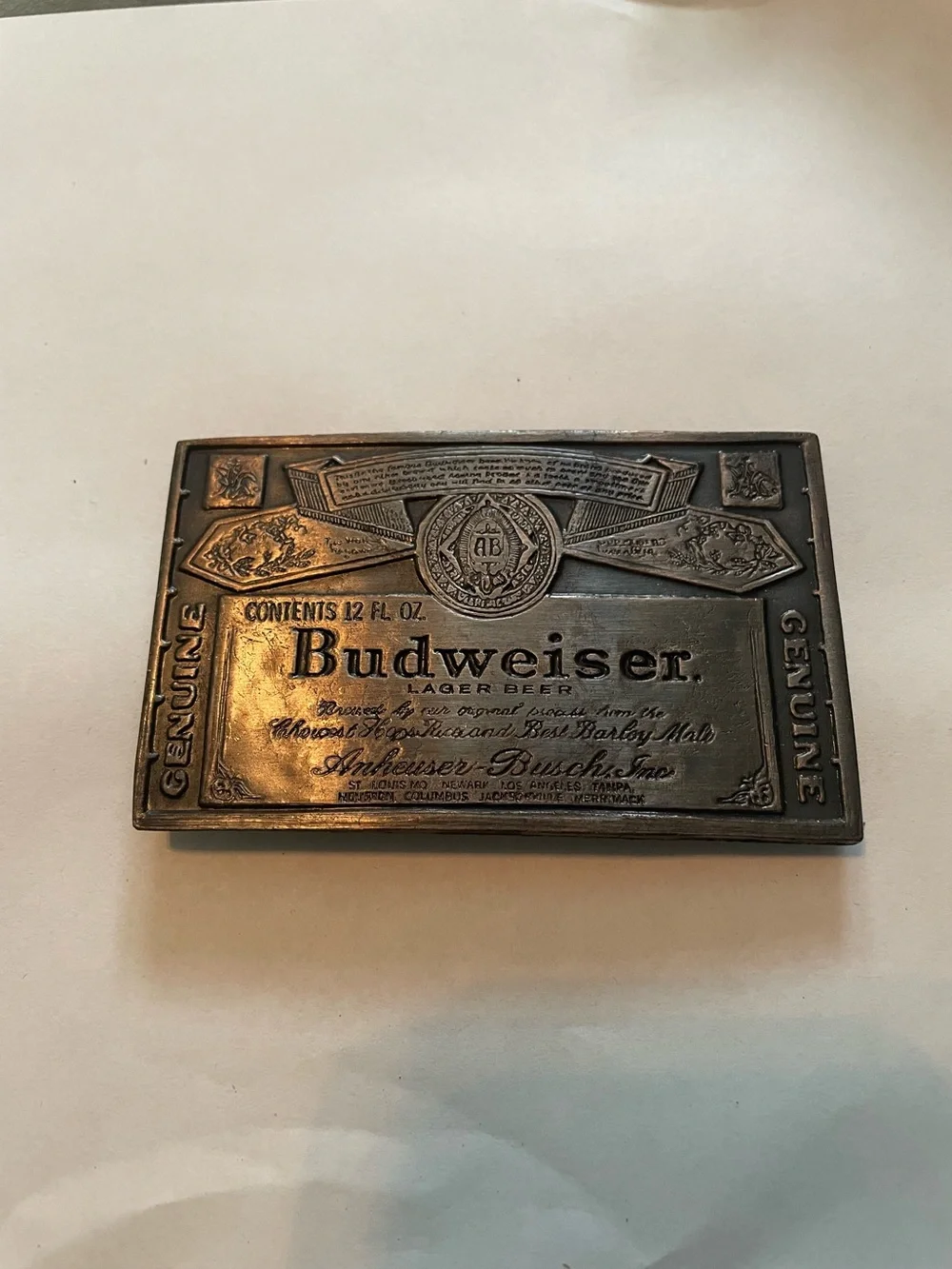 Budweiser Vintage 80s brass belt buckle